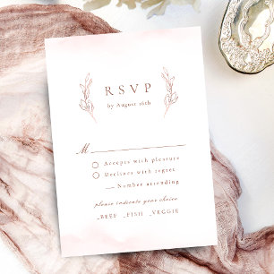 Cartão RSVP casamento botânico simples elegância rosa dourado