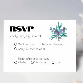 Cartão RSVP Casamento Botânico Verde Lilac e Brilhante