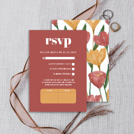 Cartão RSVP Casamento Botânico Vermelho Primavera de Verão