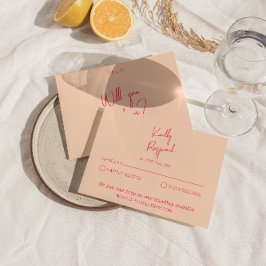 Cartão RSVP Casamento Branca Branca Branca Moderna Retrô Diver