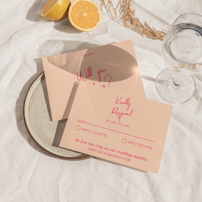 Cartão RSVP Casamento Branca Branca Branca Moderna Retrô Diver (Criador carregado)