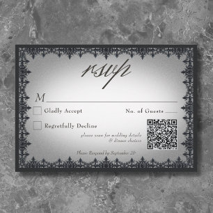Cartão RSVP Casamento Branco da Fronteira de Ferro Gótico Vito