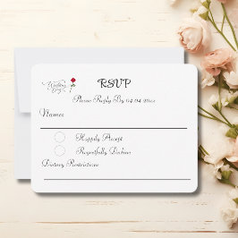 Cartão RSVP Casamento Branco da rosa vermelha