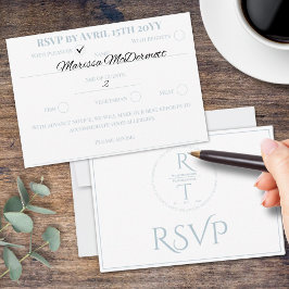 Cartão RSVP Casamento Branco de Cinzas Personalizadas Elegante