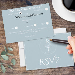 Cartão RSVP Casamento Branco de Cinzas Personalizadas Elegante