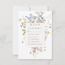 Cartão RSVP Casamento Branco de Delicate Boho Wildflower