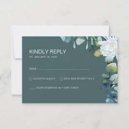 Cartão RSVP Casamento branco de eucalipto elegante