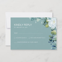 Cartão RSVP Casamento branco de eucalipto elegante