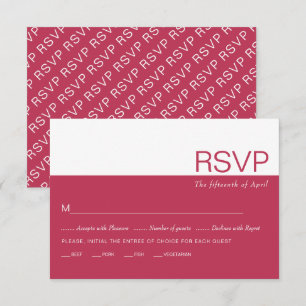 Cartão RSVP Casamento branco de magenta e blocos coloridos
