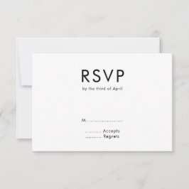 Cartão RSVP Casamento branco e preto do monograma minimalista