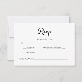 Cartão RSVP Casamento Branco Minimalista do Script Moderno do