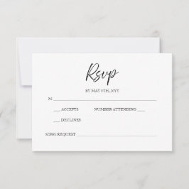 Cartão RSVP Casamento Branco Mínimo de Caligrafia de Script El
