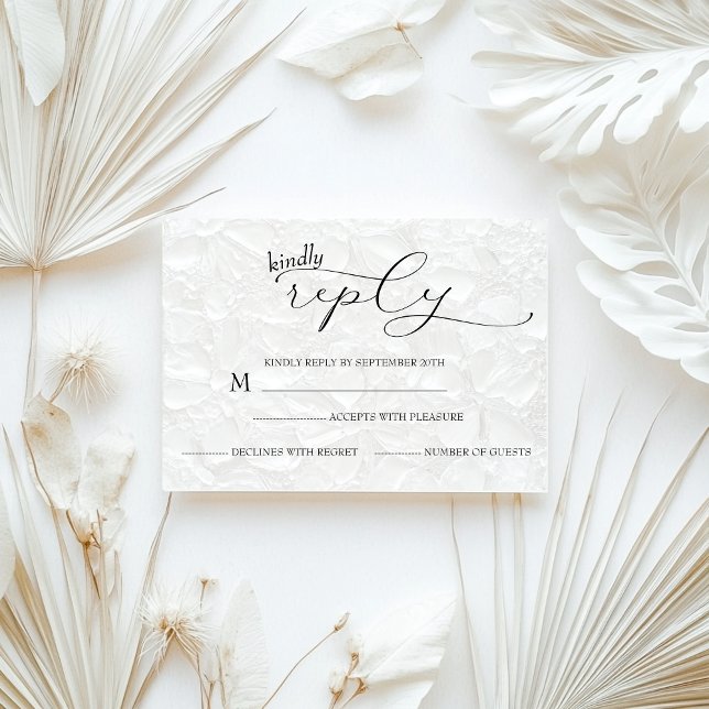 Cartão RSVP Casamento Branco & Preto Simples  (Criador carregado)