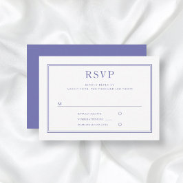 Cartão RSVP Casamento Branco Púrpura Elegante Clássico