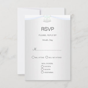 Cartão RSVP Casamento Branco Silver