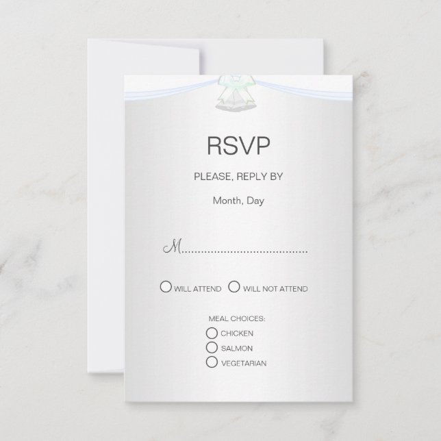 Cartão RSVP Casamento Branco Silver (Frente)