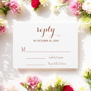 Cartão RSVP Casamento Branco Terracotta Brown