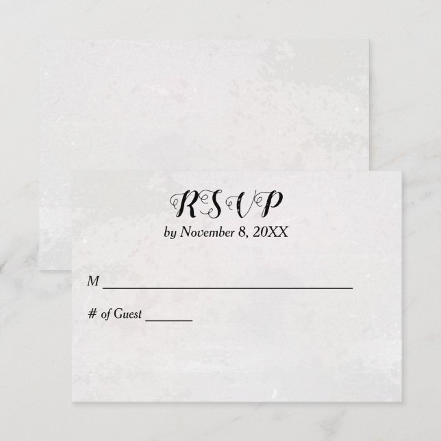 Cartão RSVP Casamento Branco Texturizado (Frente/Verso)