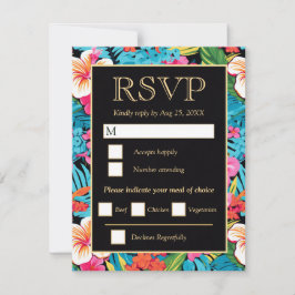Cartão RSVP Casamento Brilhante de Hibisco Tropical
