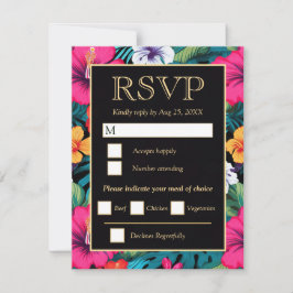 Cartão RSVP Casamento Brilhante de Hibisco Tropical