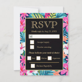 Cartão RSVP Casamento Brilhante de Hibisco Tropical