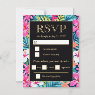 Cartão RSVP Casamento Brilhante de Hibisco Tropical