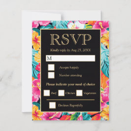 Cartão RSVP Casamento Brilhante de Hibisco Tropical