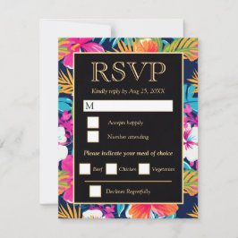 Cartão RSVP Casamento Brilhante de Hibisco Tropical