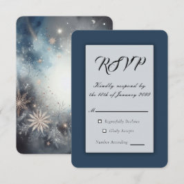 Cartão RSVP Casamento Brilho de Meia-Noite do Inverno Celestia