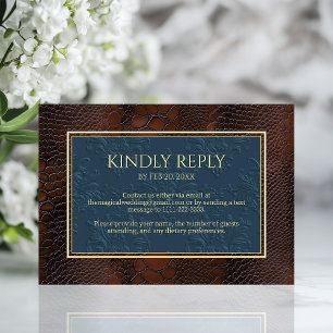 Cartão RSVP Casamento Brown de Snakeskin Leather Victorian Bro