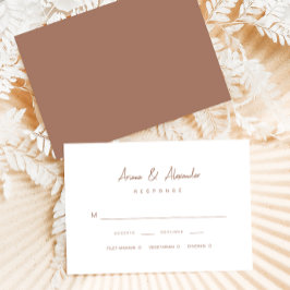 Cartão RSVP Casamento Brown Rico com Script Simples