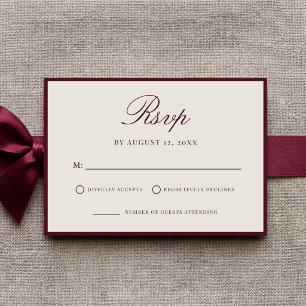 Cartão RSVP Casamento Burgundy Antigo Dinheiro Elegante