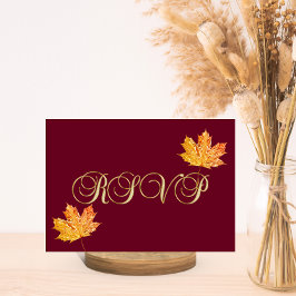 Cartão RSVP Casamento Burgundy de Outono Elegante Personalizad