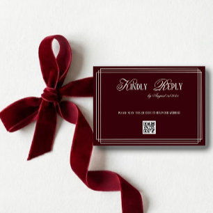 Cartão RSVP Casamento Burgundy Old Money