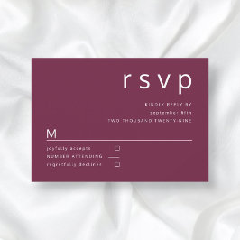 Cartão RSVP Casamento Burgundy Simples Moderno
