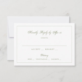 Cartão RSVP Casamento Caligrafia Clássica Verde Musgo