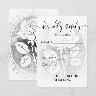 Cartão RSVP Casamento Camafeu de Rosa Vintage Desbotada Person