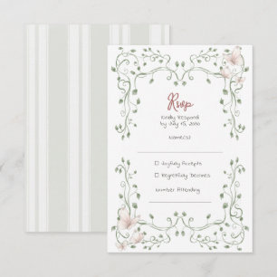 Cartão RSVP Casamento Caprichoso com Verde Oliva