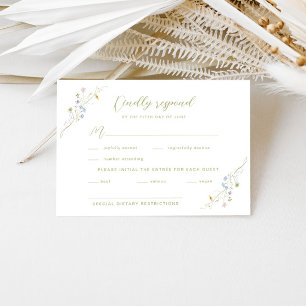 Cartão RSVP Casamento Caprichoso de Flores Silvestres em Paste
