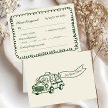 Casamento caprichoso desenhado à mão verde