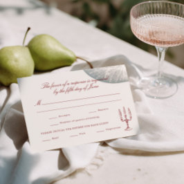 Cartão RSVP Casamento Caprichoso Ilustrado em Vermelho