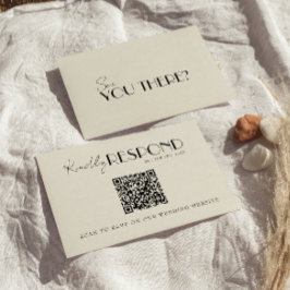 Cartão RSVP Casamento caprichoso retrô com código QR moderno e