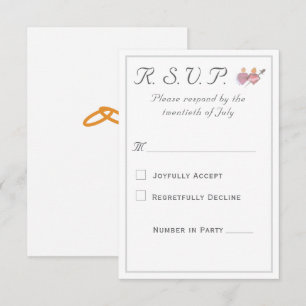 Cartão RSVP Casamento Católico das Duas Corações Elegantes