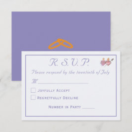 Cartão RSVP Casamento Católico Elegante Vinca Duas Corações