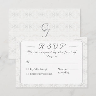 Cartão RSVP Casamento Católico Vintage White Lace