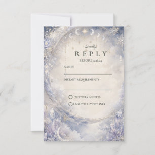 Cartão RSVP Casamento Celestial de Inverno Etéreo