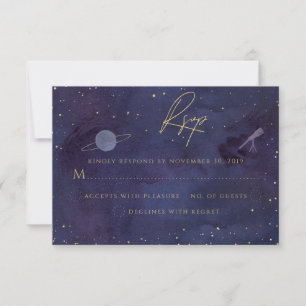 Cartão RSVP Casamento Celestial de Starry Night Starry Night