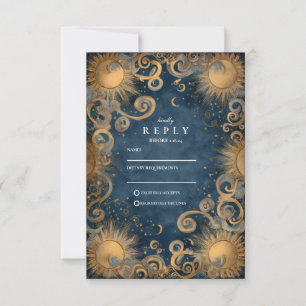 Cartão RSVP Casamento Celestial do Sol da Meia-Noite