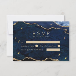 Cartão RSVP Casamento Celestial Moody Navy