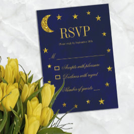 Cartão RSVP Casamento Celestial Noite Sky